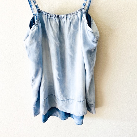 Paint splattered light blue long tank top - Picture 5 of 7